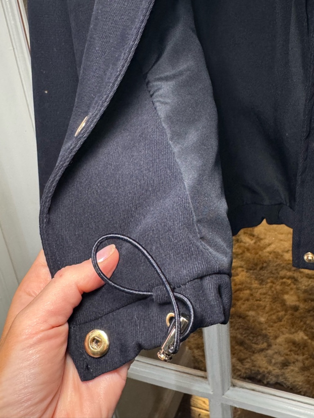 ZARA Navy Textured Bomber Jacket with Drawstring Hem - Picture 5 of 10